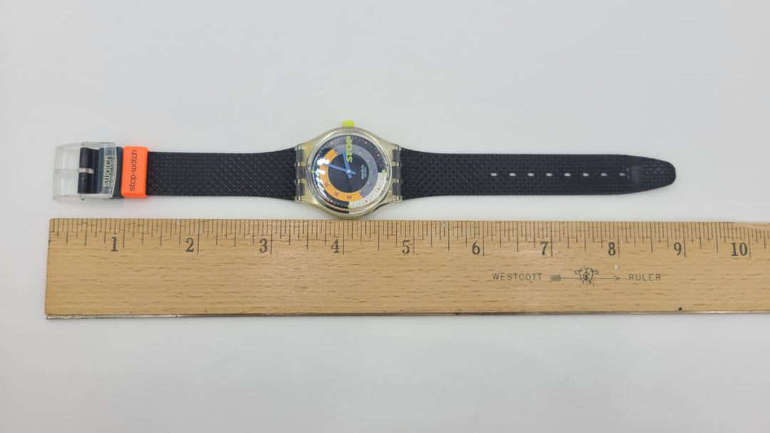s495 Vintage 1992 Swatch SSK100 COFFEEBREAK Watch Black Swatch Stop Watch