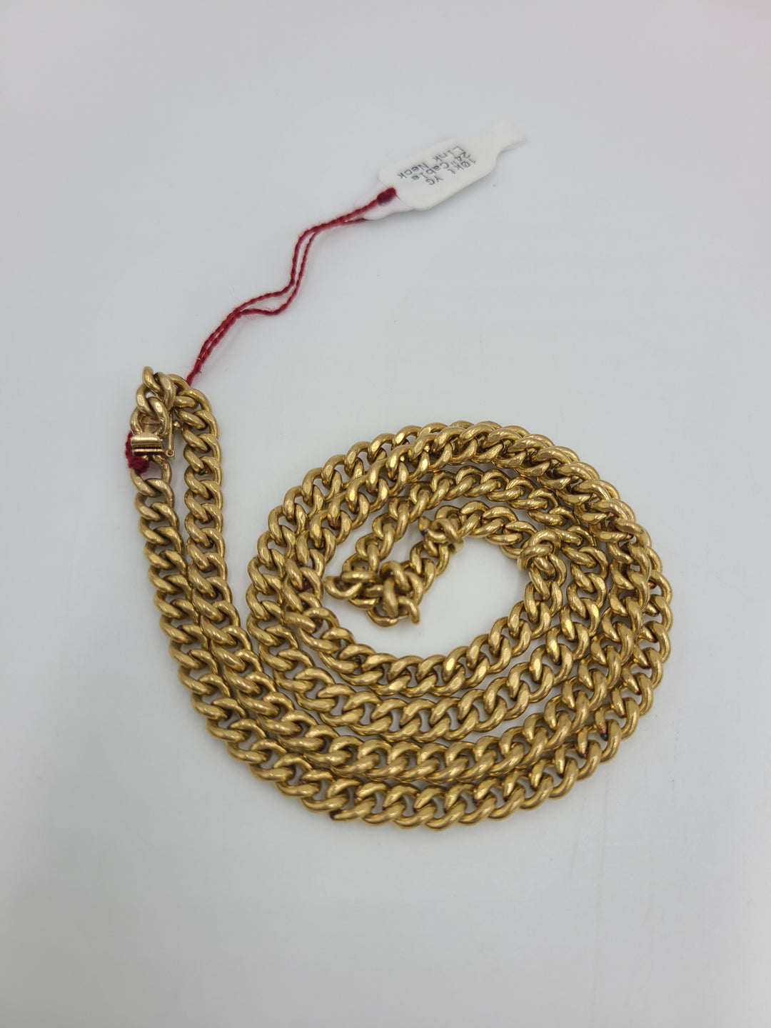 k732 Sturdy Unisex 10kt Yellow Gold 24" Cable Link Necklace