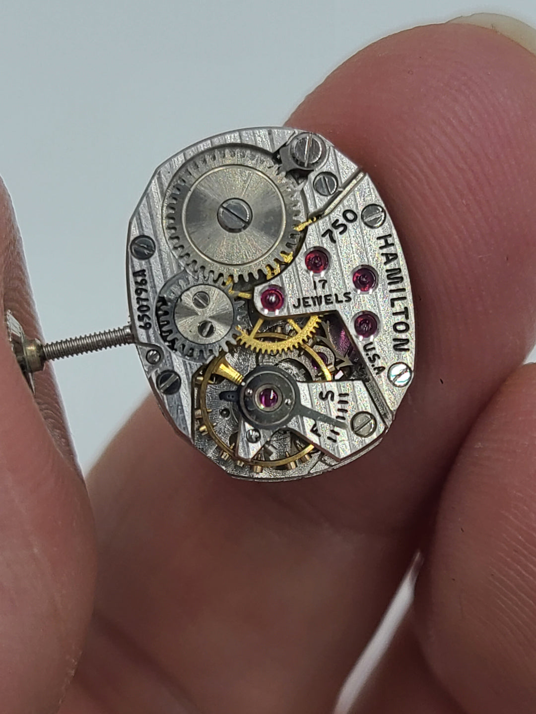 k799 Stunning Ladies Vintage 14kt White Gold Diamond and Amethyst Mechanical Wristwatch