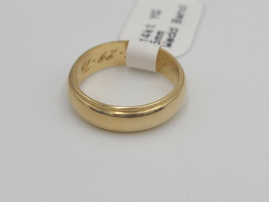 k781 Simple Ladies 14kt Yellow Gold 5mm Wide Wedding Band