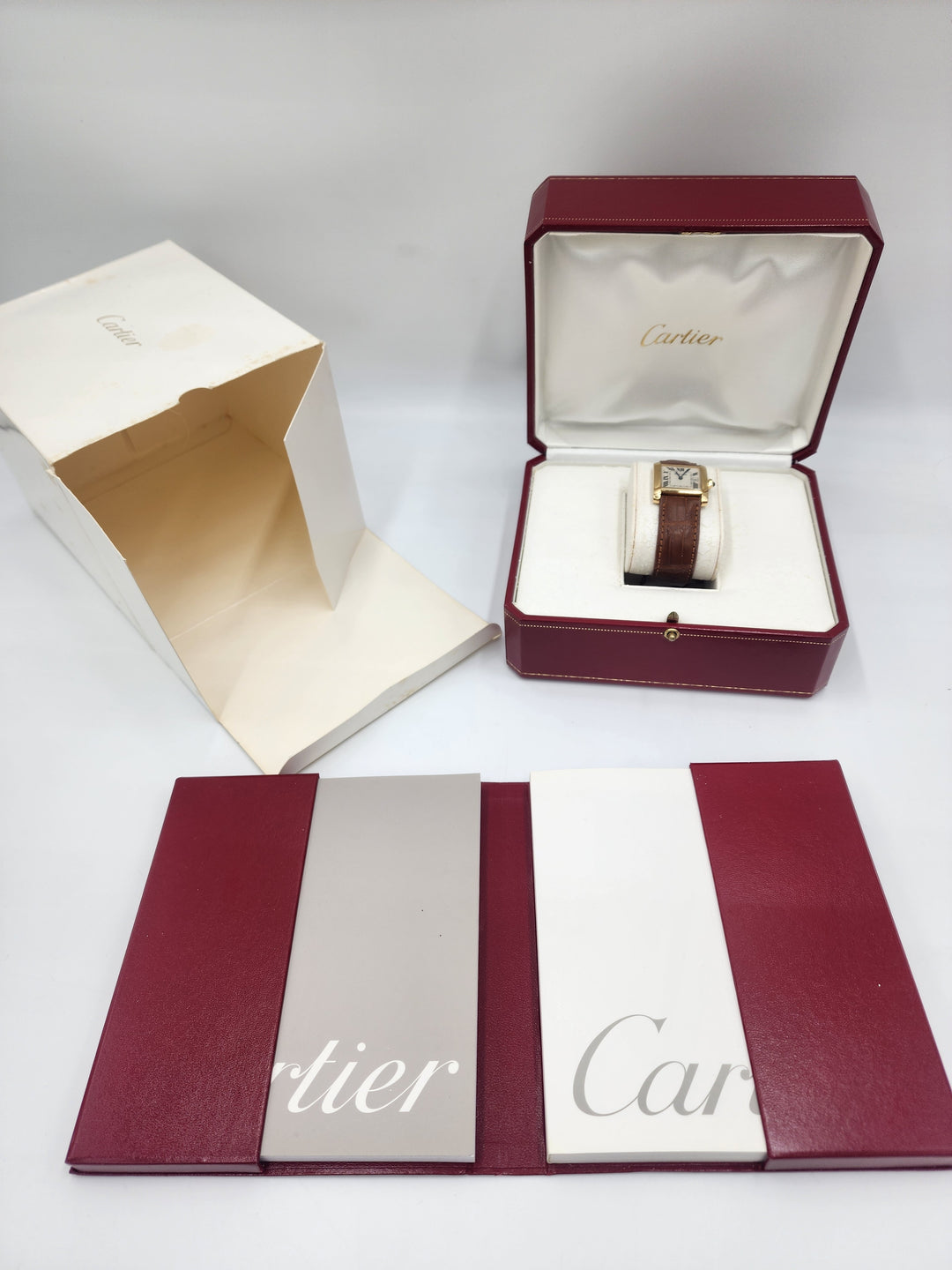 m707 Nice 18kt Yellow Gold Unisex Cartier Tank Quartz Wristwatch