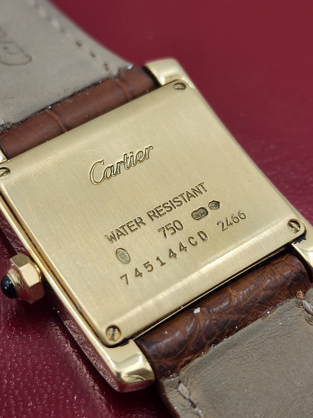 m707 Nice 18kt Yellow Gold Unisex Cartier Tank Quartz Wristwatch