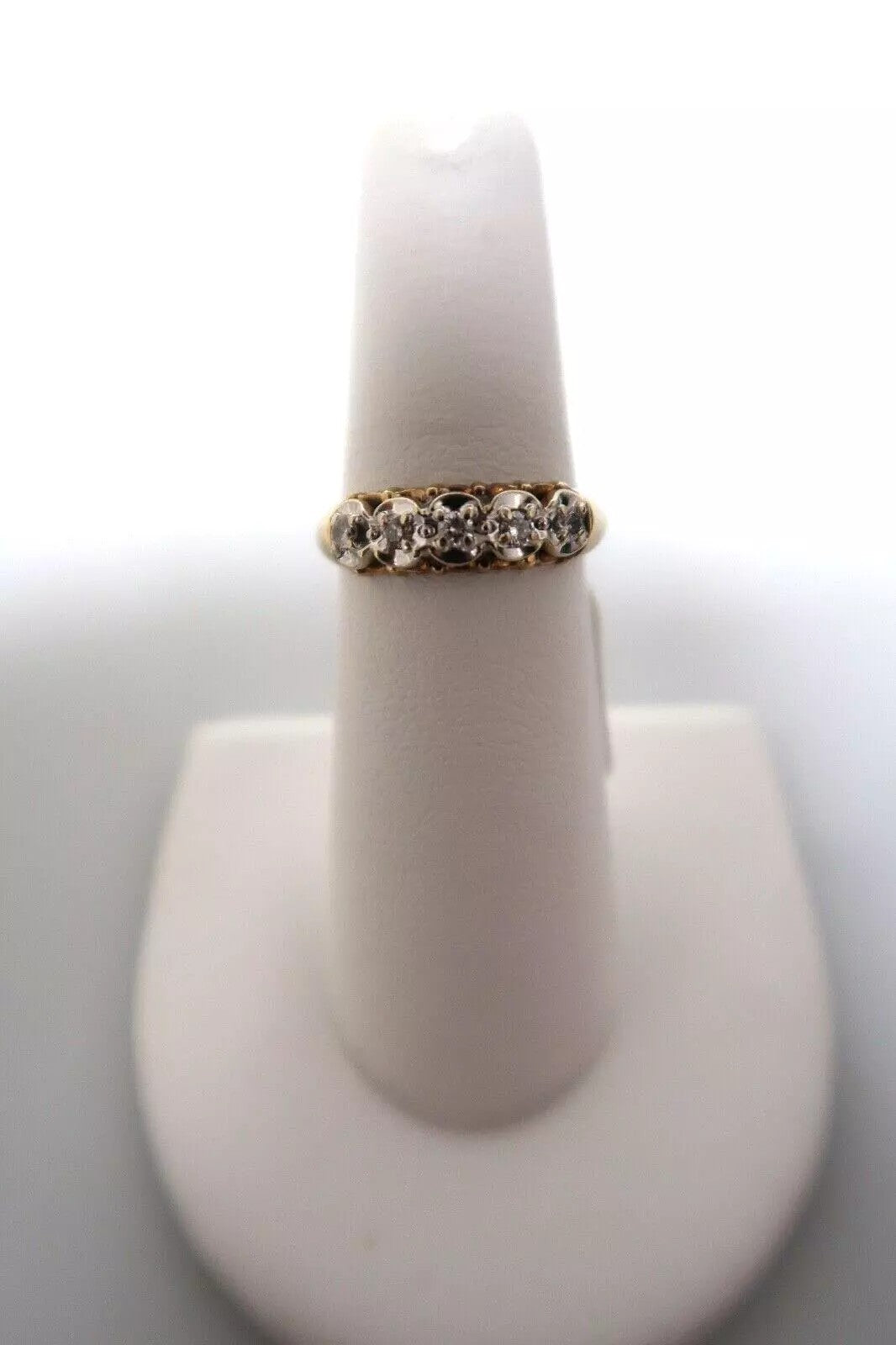 t424 14k White Yellow Gold Diamond 0.15 cts Wedding Band Size 6
