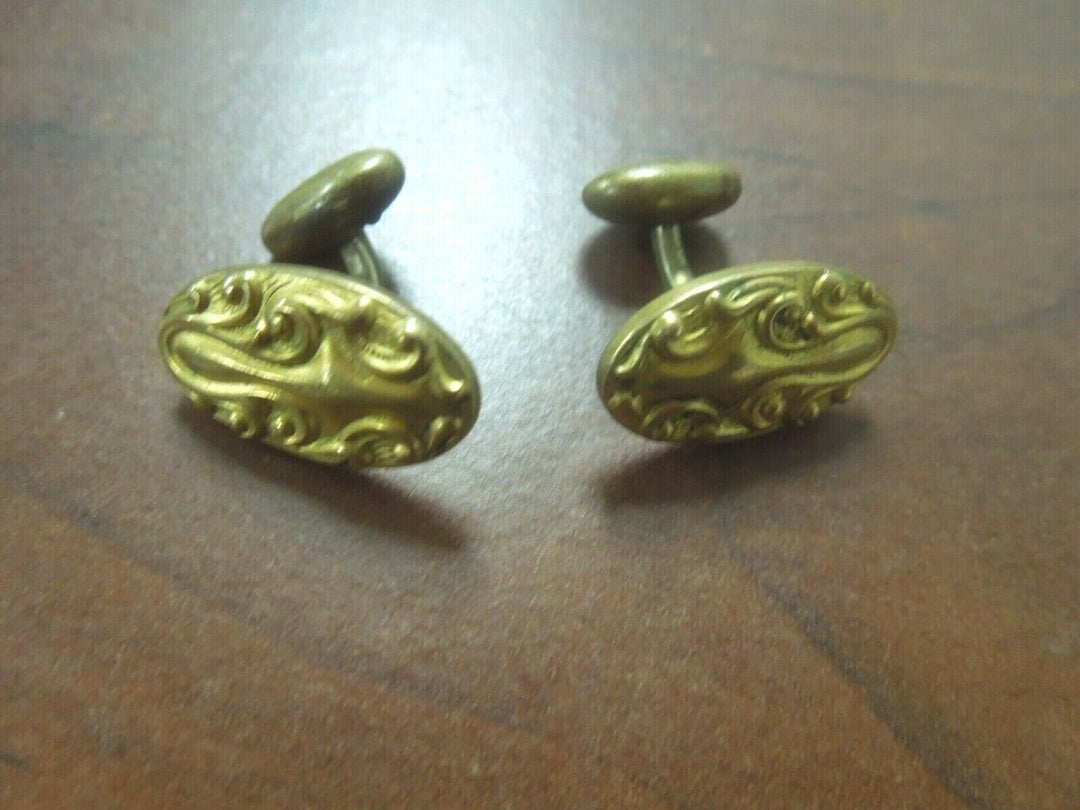 r093 Victorian gold filled ornate mens cufflinks 10.4 g