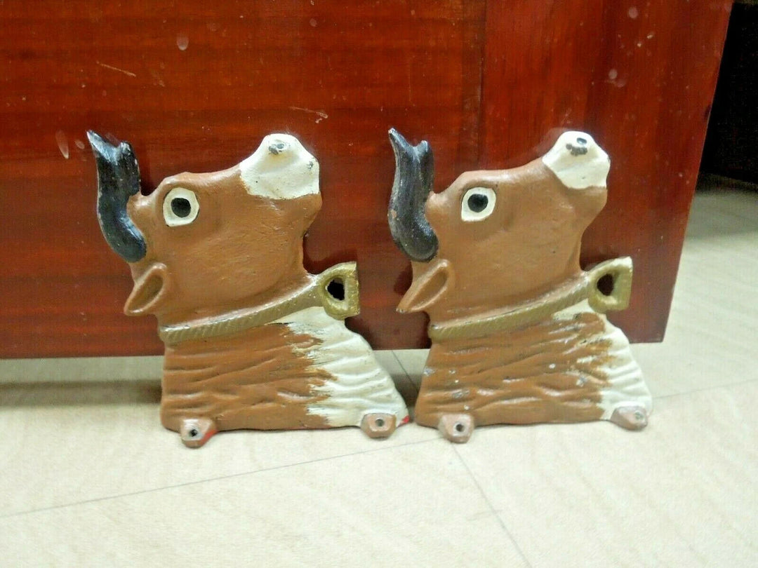 r108 Vintage Cast Iron Bull Door Stop or Wall Hook Heavy