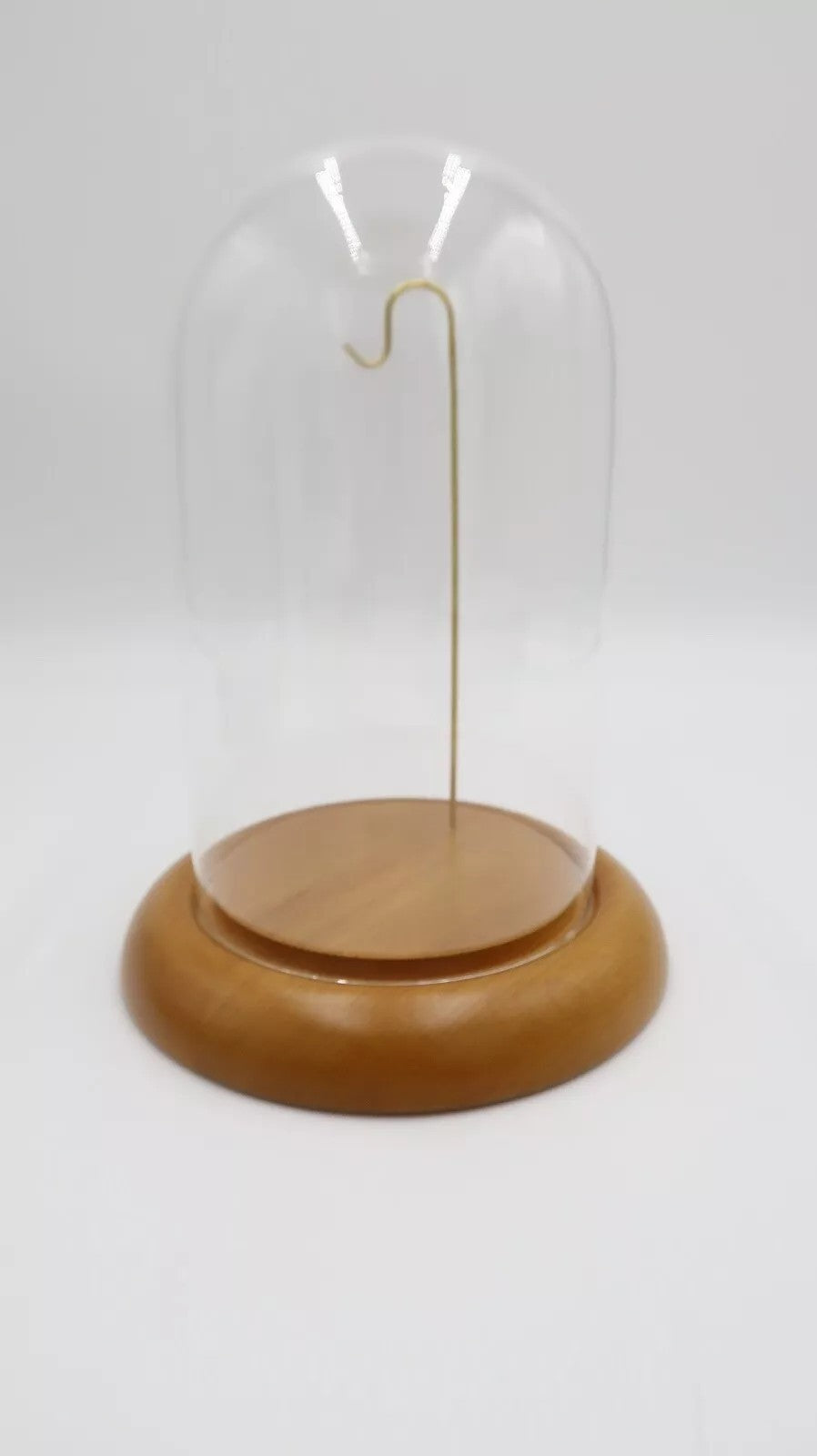 t461 Wood Base ,Brass and Glass Pocket Watch Holder