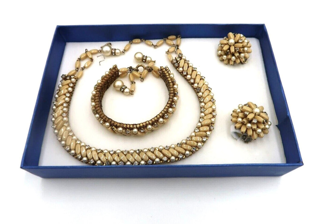 t413 Beautiful Necklace, Clip Earrings and matching Bracelet, Gift for her