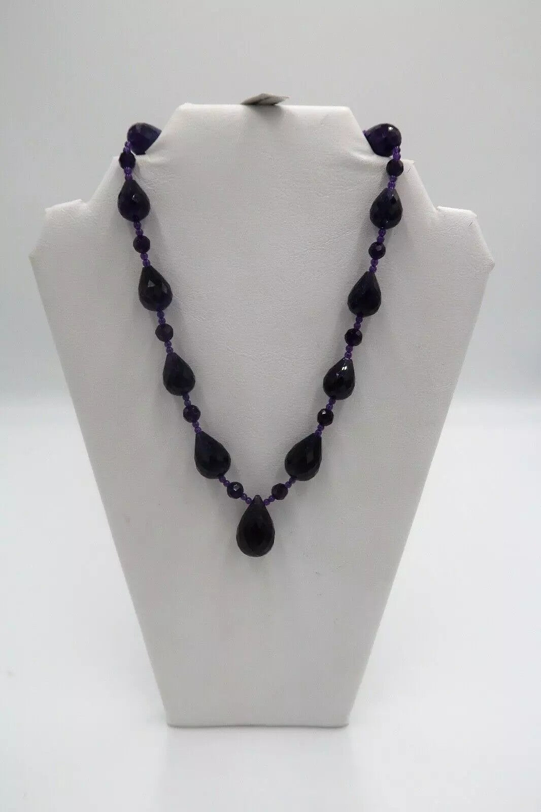 t408 14k Yellow Gold Lock Amethyst Faceted Teardrop Necklace 18"