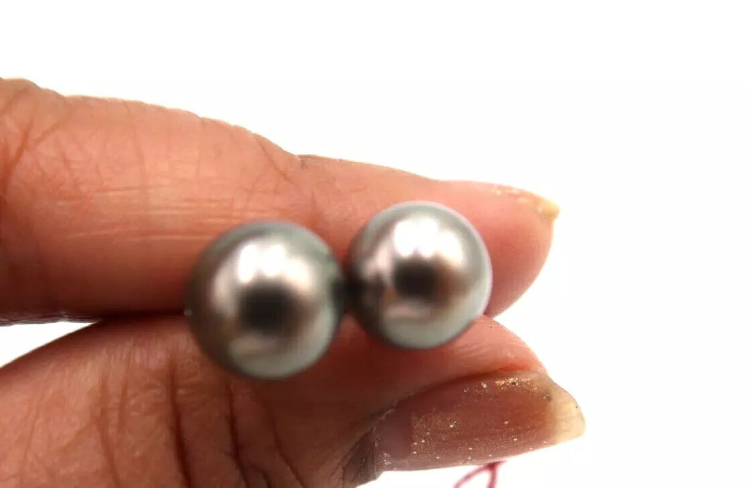 t309 14kt Yellow Gold Black Pearl Studs 8.91mm