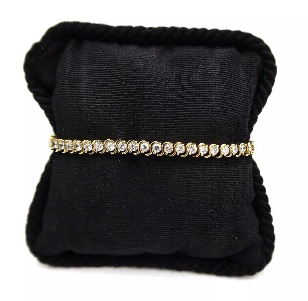 t239 Sterling Silver gold tone Cubic Zirconia Bracelet