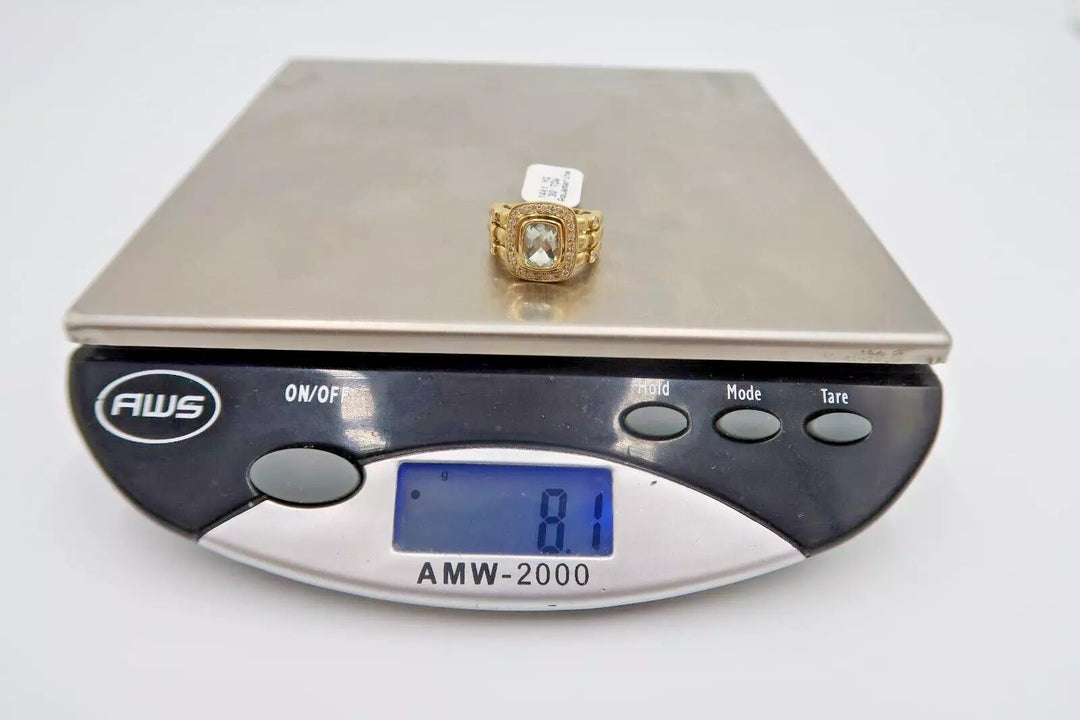 t305 14kt Yellow Gold Aquamarine Diamond Ring 6 1/2(US)