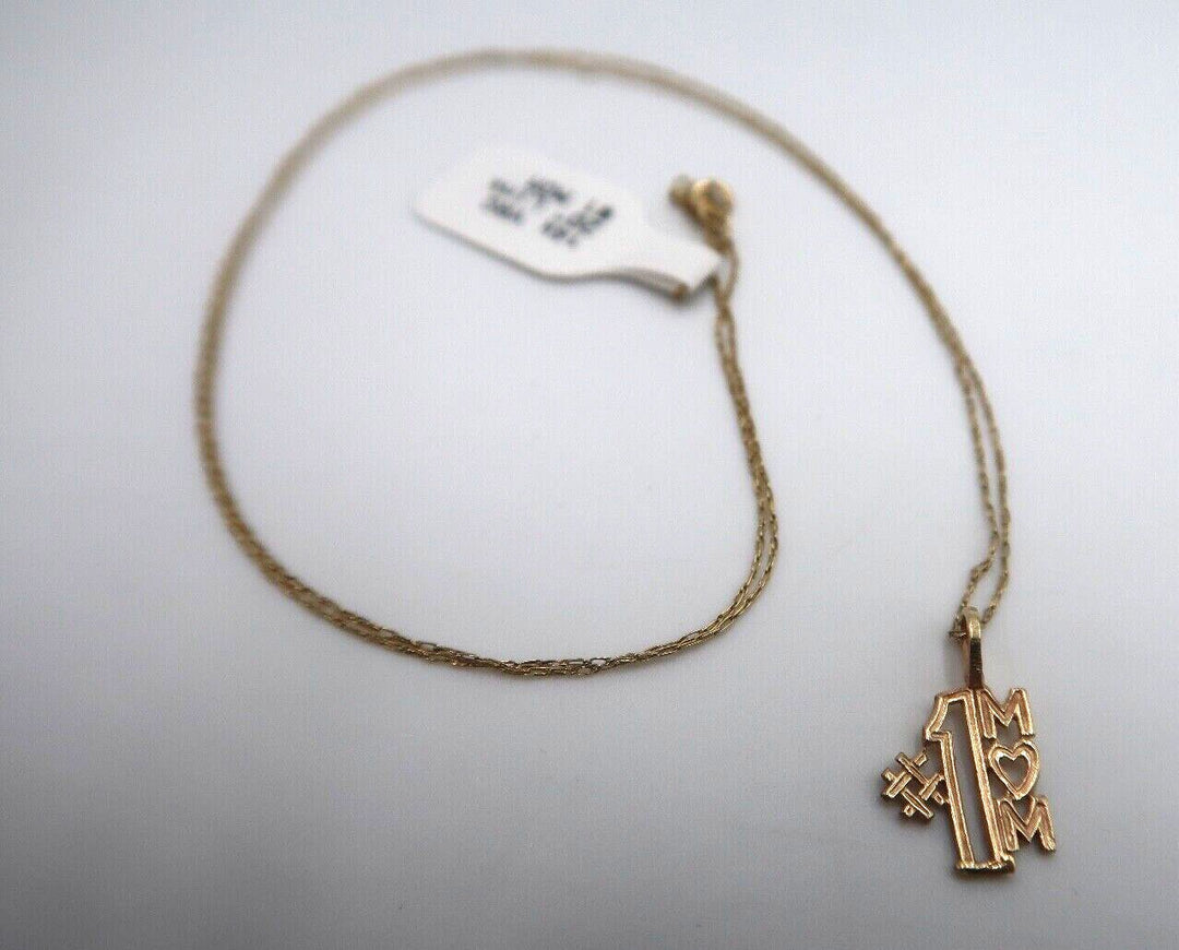 t385 14k Yellow Rose Gold #1 MOM Pendant 20"