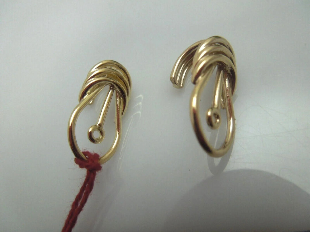 r164 14kt Yellow Gold Earrings Jackets Pretty Signed 4.9g