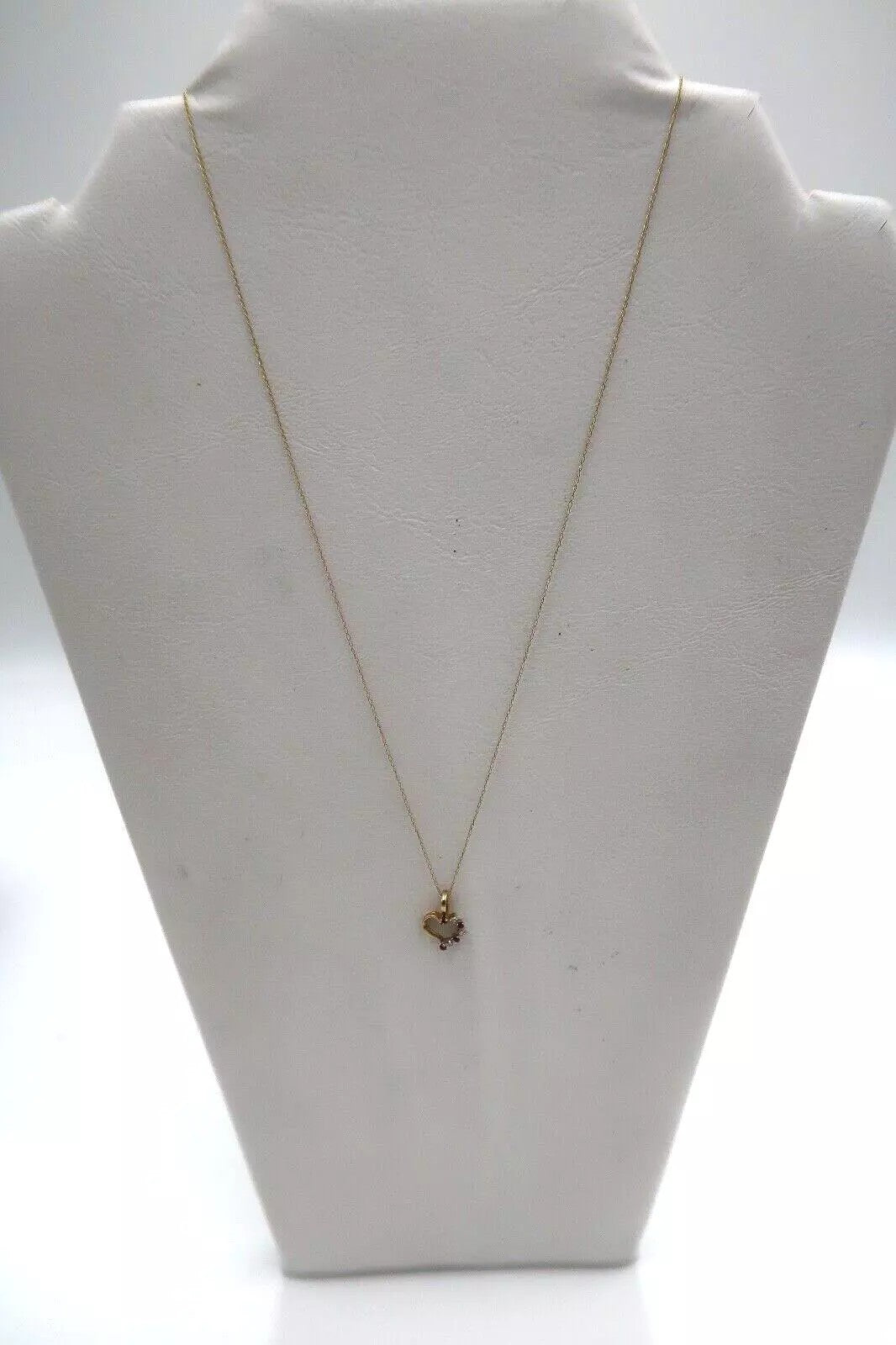 t381 10k/14k Gold Ruby Diamond Open Heart Pendant Necklace 18"