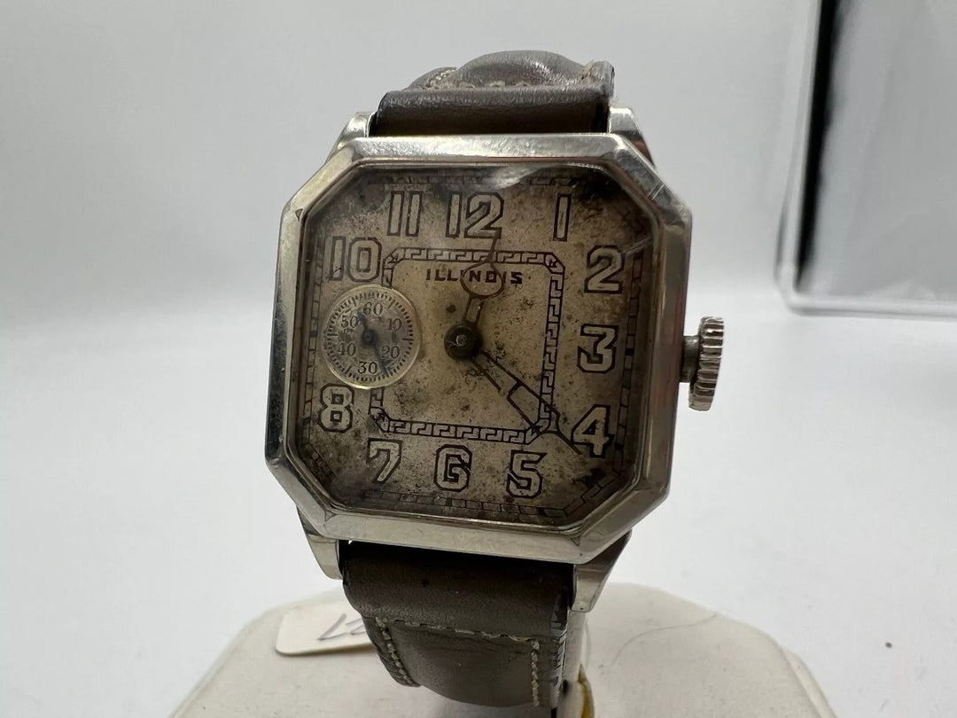u029 Illinois 1920s Stainless Steel Case Wrist Watch