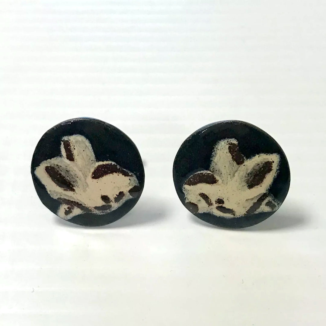 f254 Vintage Gold Tone Round Hand Painted Men's Cuff Links