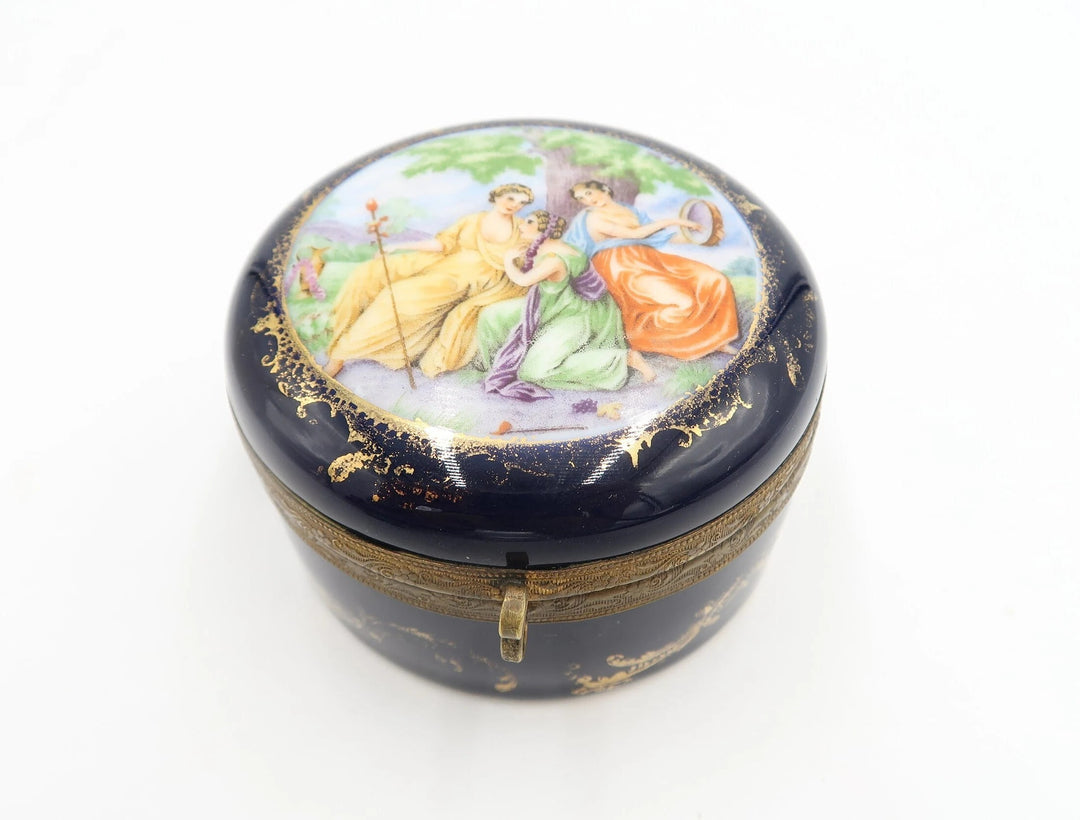 t499 Antique Austria Porcelain Jewelry Trinket box