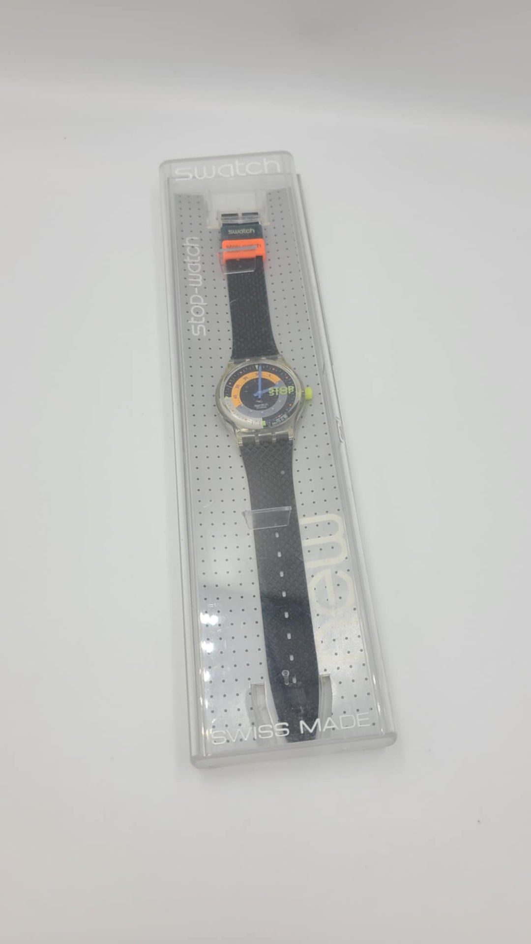 s495 Vintage 1992 Swatch SSK100 COFFEEBREAK Watch Black Swatch Stop Watch