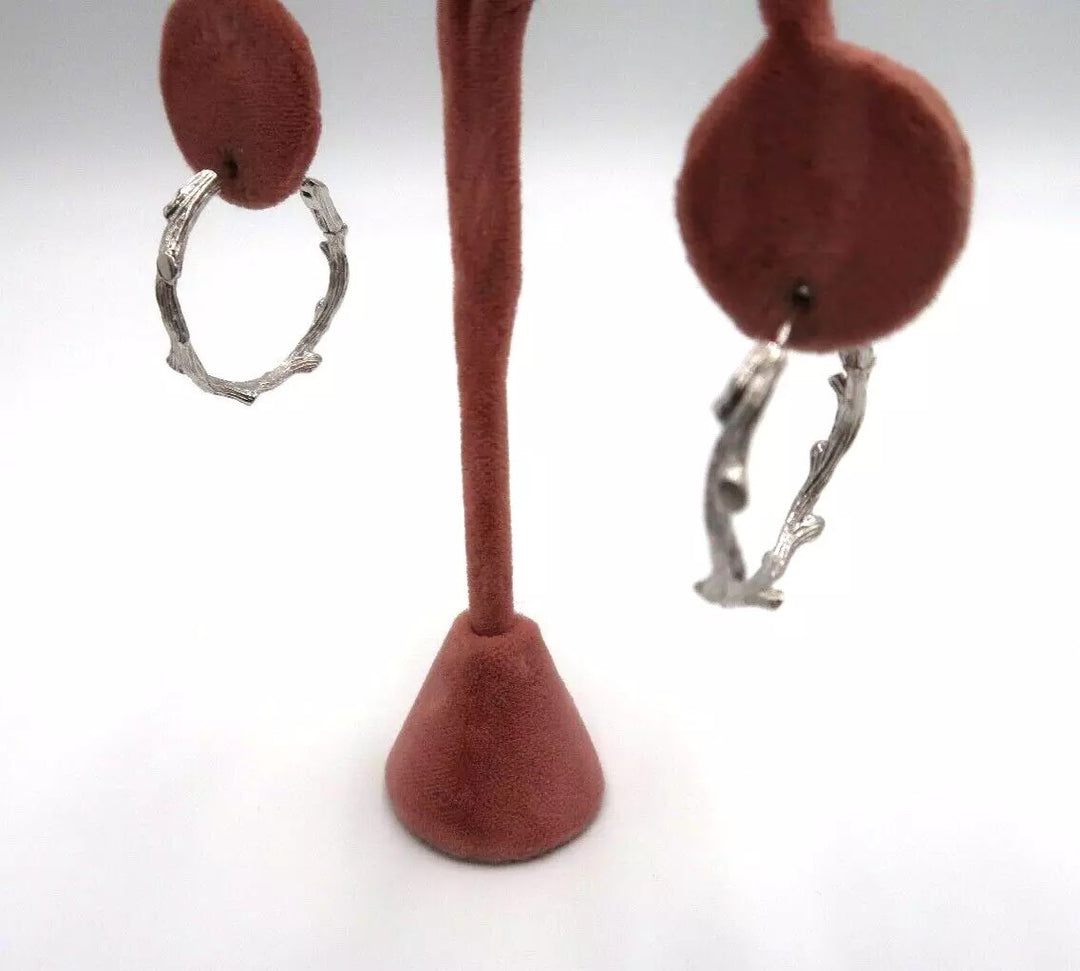 t291 Sterling Silver Michael Aram Enchanted Forest Bamboo Hoop Earrings