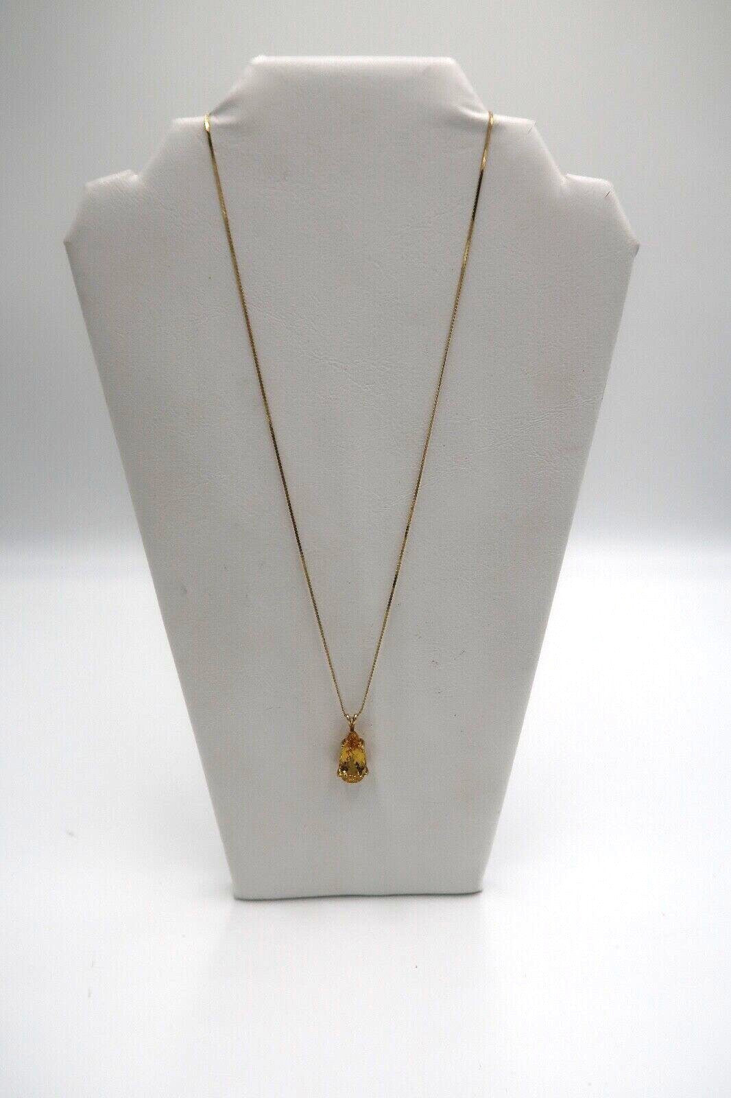 t339 14kt Yellow Gold Serpentine Chain Yellow Topaz Pendant Necklace 22"