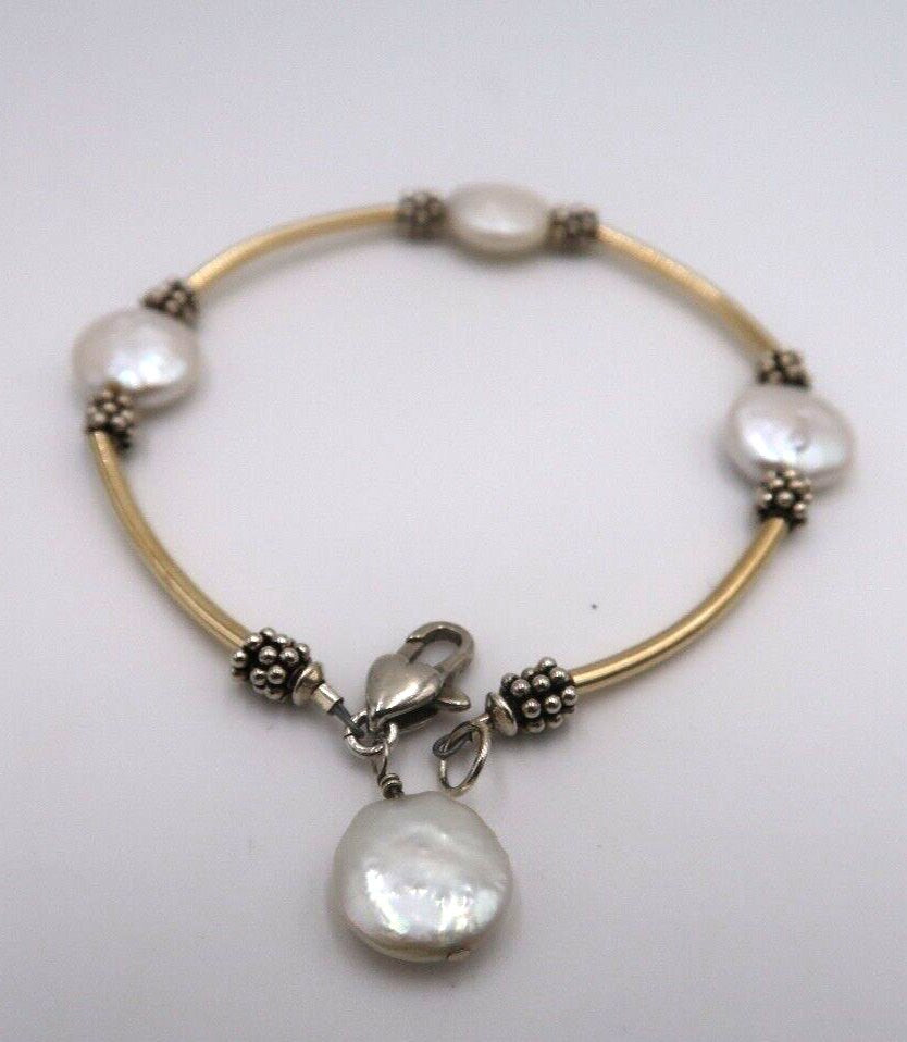t373 Elegant Bracelet in Sterling Silver Mother of Pearl,11.1g/ 7 1/2"