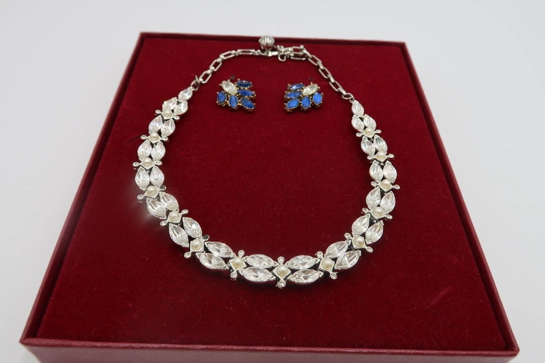 t412 Fashion Necklace Rhinestone pearl Necklace with earrings