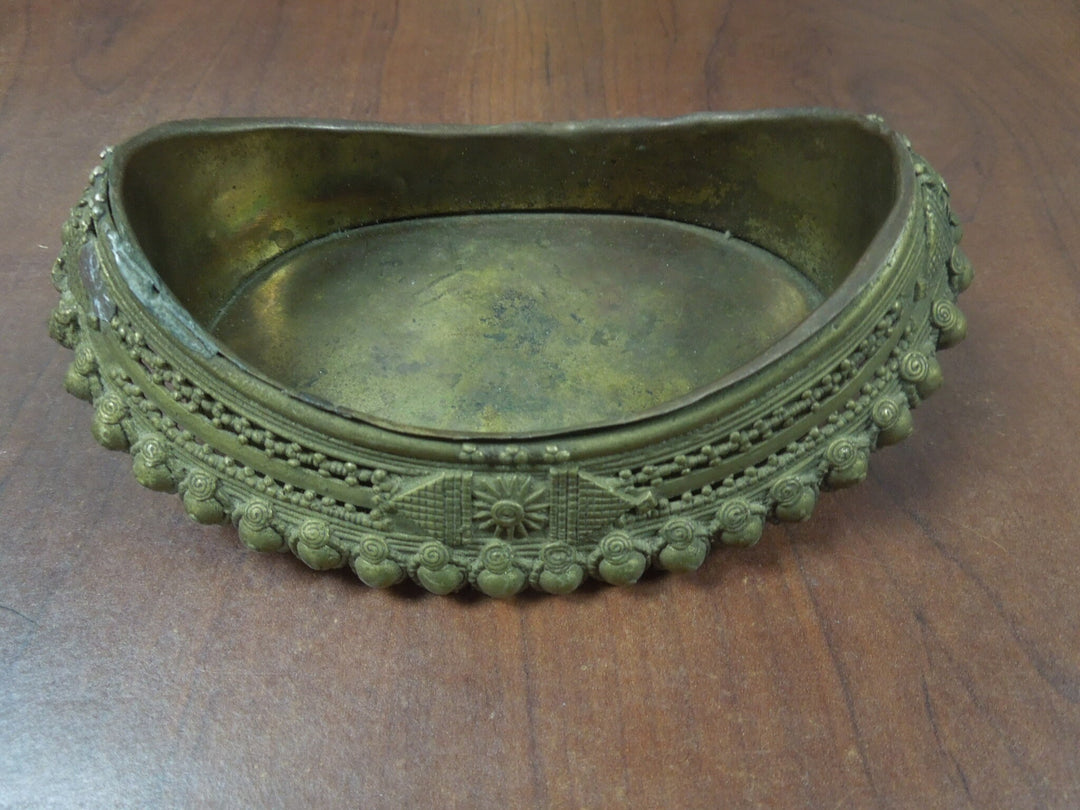 r149 Victorian Antique Brass Soap Holder Very Rare