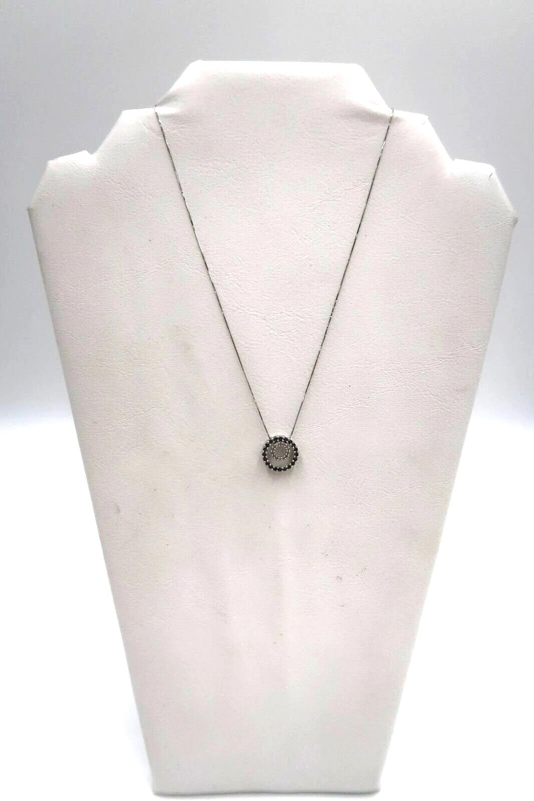 t259 14k & 10k White Gold Sapphire Round Pendant Necklace 3.2g/14k Sapphire Neck