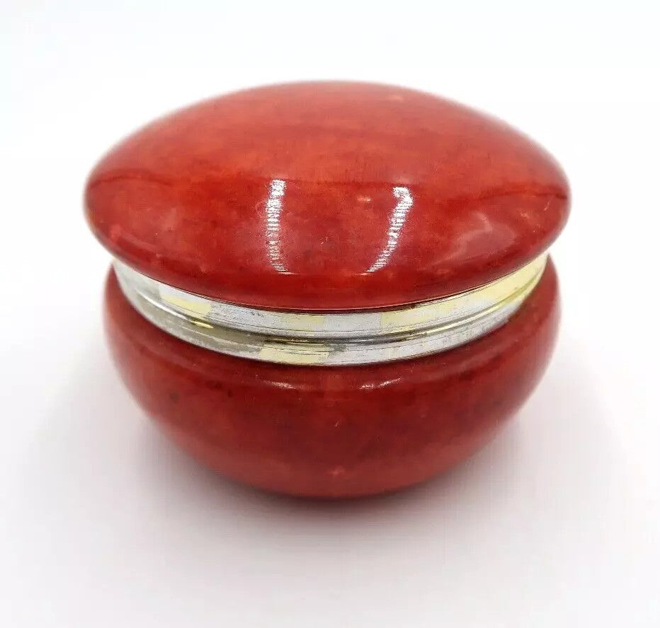 t490 Red Italian Alabaster Hinged Box