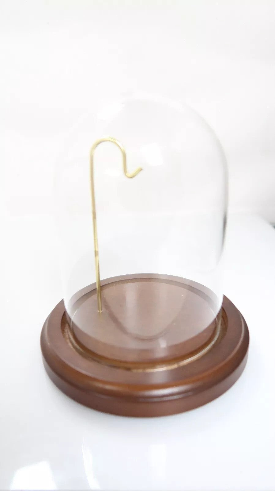 t459 Wood Base, Brass and Glass Pocket Watch Holder