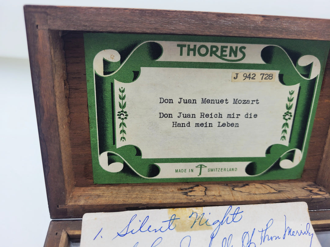 p502 Thorens Wood Music Box Plays 4 songs