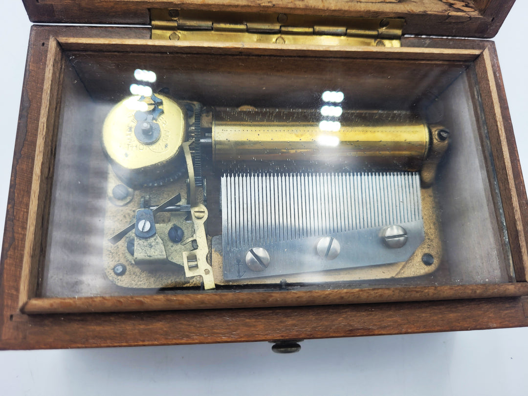 p502 Thorens Wood Music Box Plays 4 songs