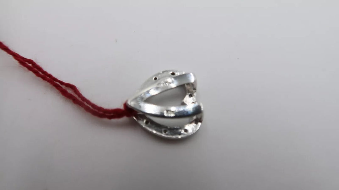 t517 14k White Gold Open Heart Diamond .05 TDW Slide Pendant