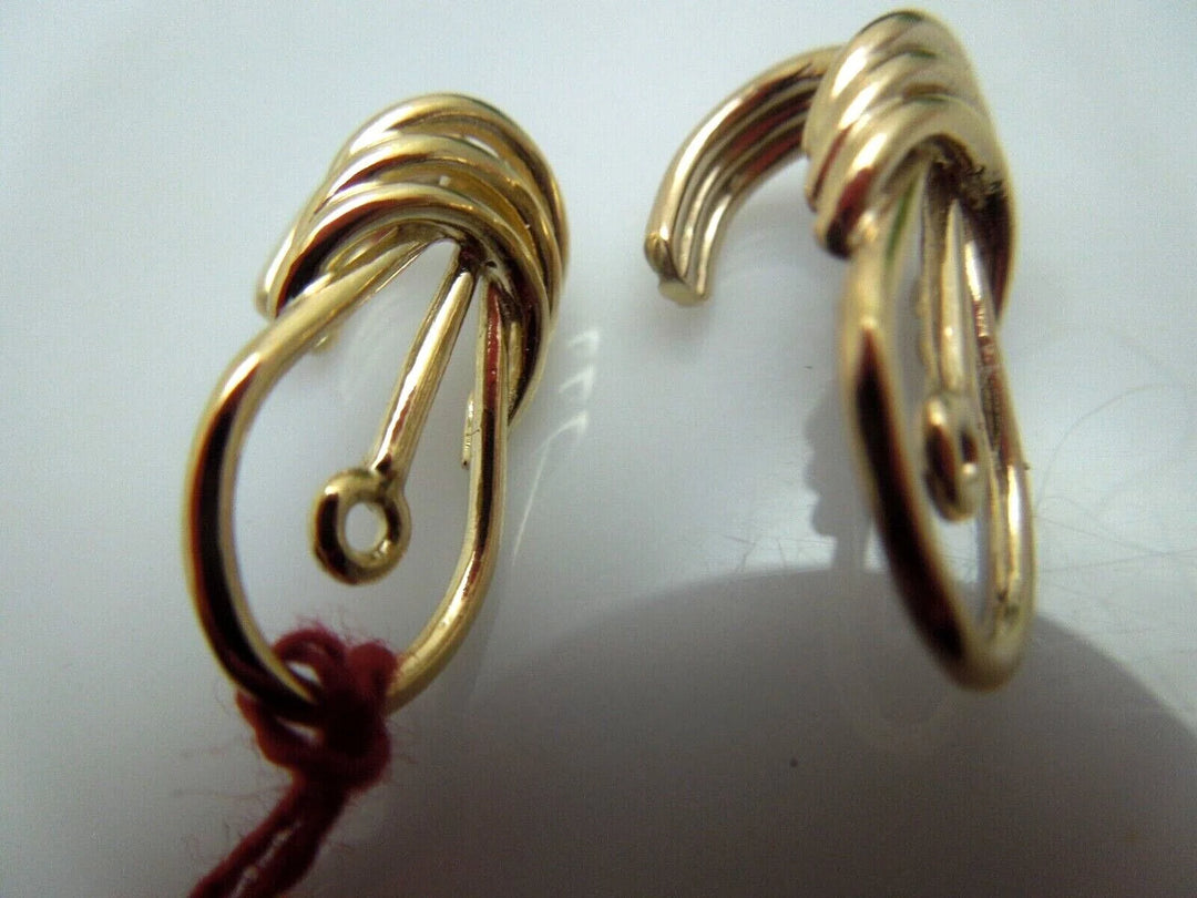 r164 14kt Yellow Gold Earrings Jackets Pretty Signed 4.9g