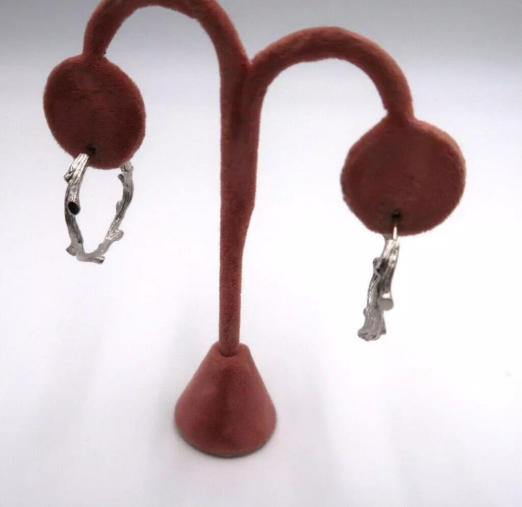 t291 Sterling Silver Michael Aram Enchanted Forest Bamboo Hoop Earrings