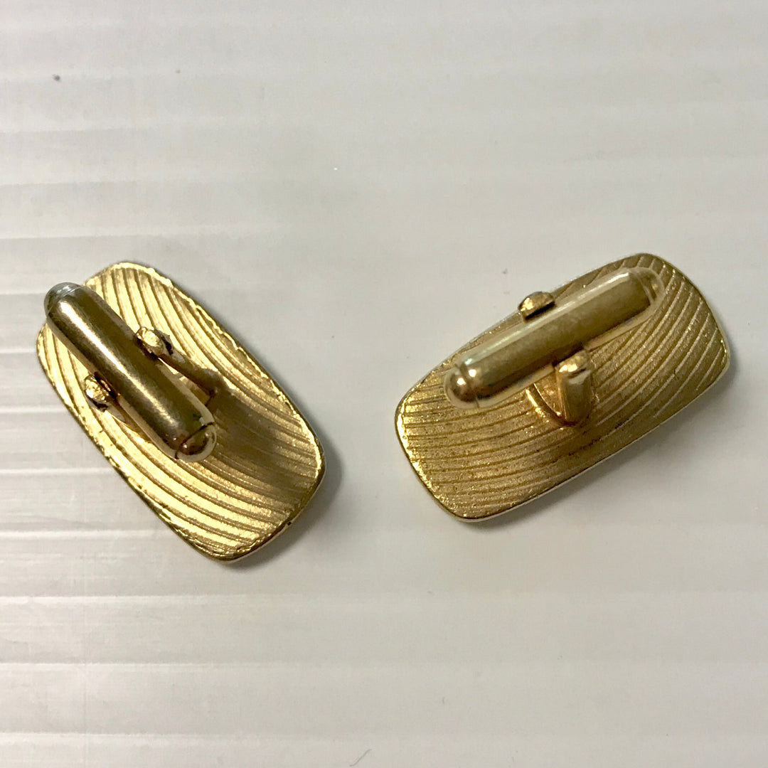 f267 Vintage Gold Tone Blue Men's Cuff Links