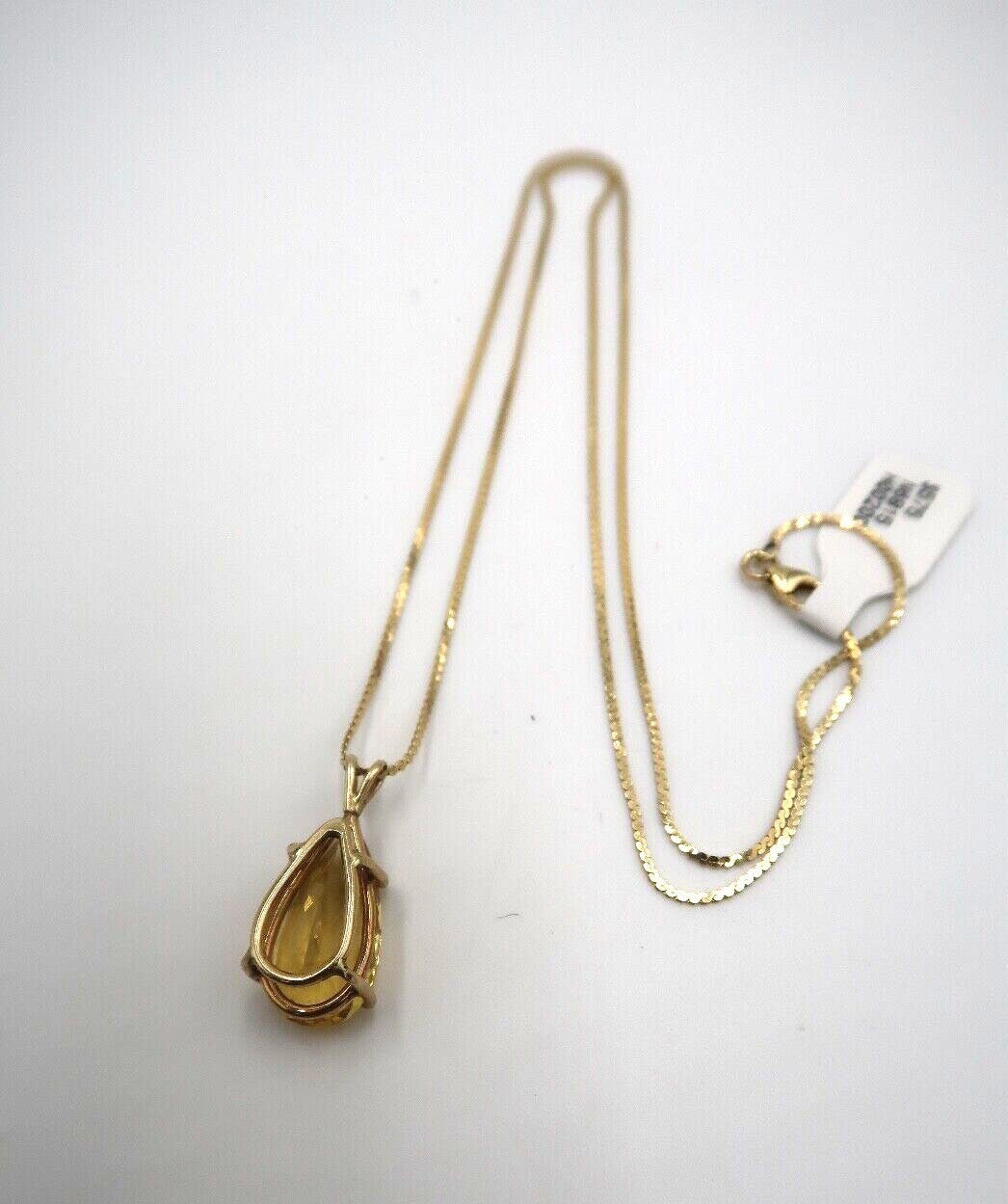 t339 14kt Yellow Gold Serpentine Chain Yellow Topaz Pendant Necklace 22"