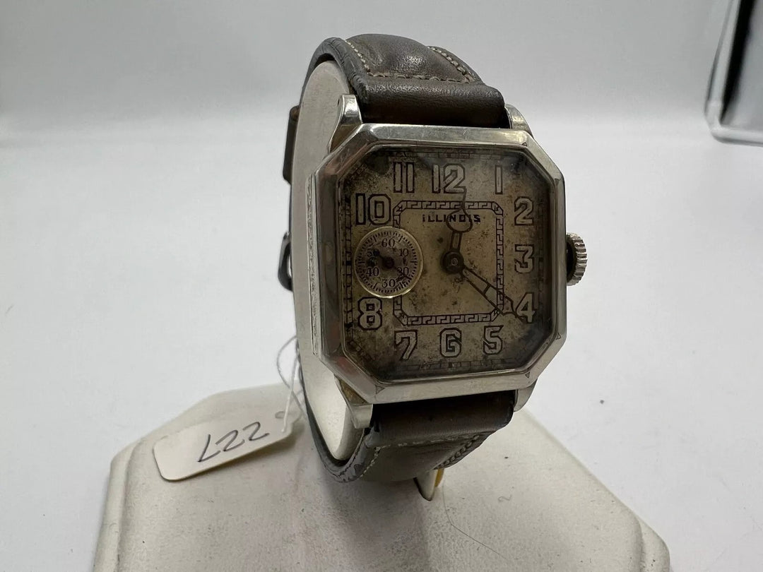 u029 Illinois 1920s Stainless Steel Case Wrist Watch