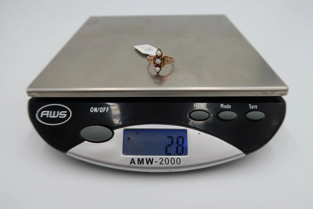 t335 Vintage 14kt Rose Gold Pearl Ring Size 6(US)