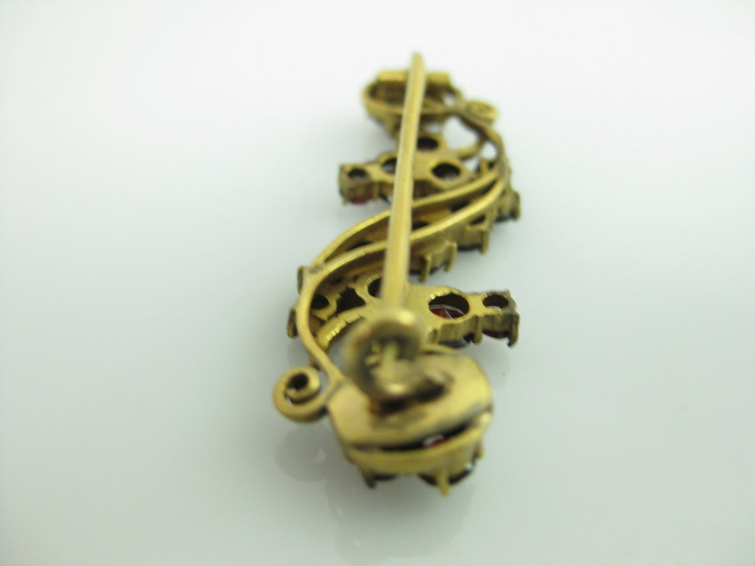g255 Vintage Garnet Brooch 14kt Gold Filled