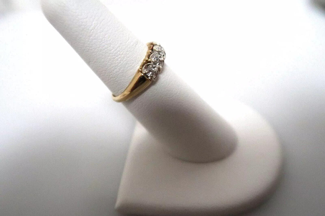 t424 14k White Yellow Gold Diamond 0.15 cts Wedding Band Size 6