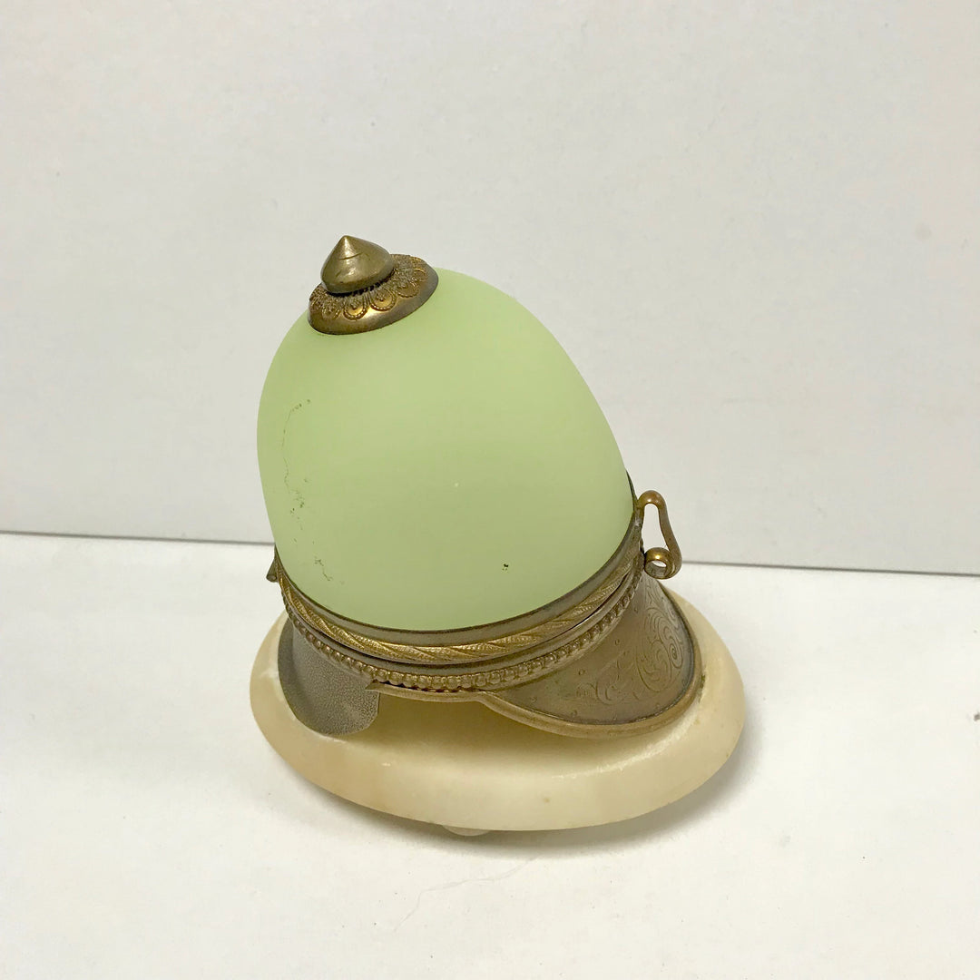 f286 Antique Marble Glass Pocket Watch Holder Stand Victorian Era Bobby Helmet