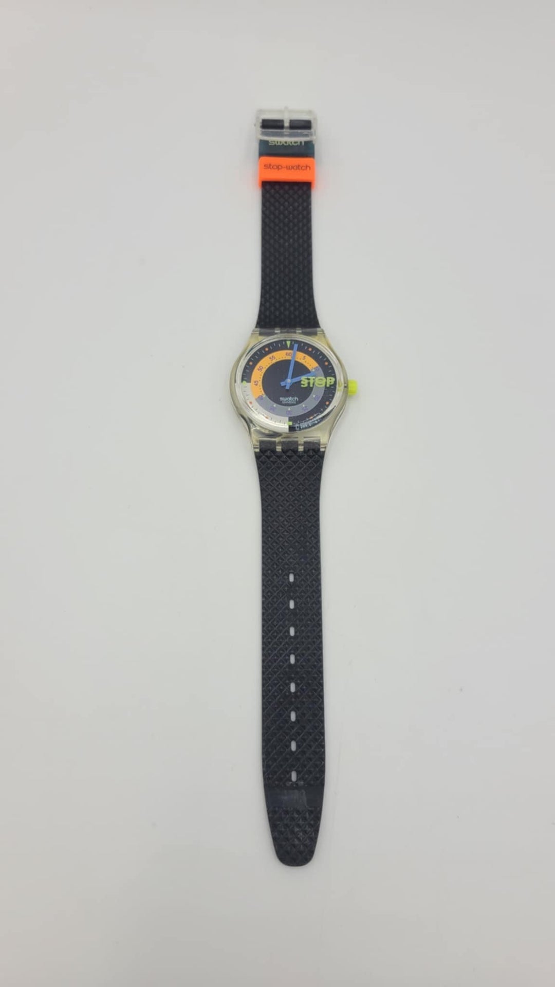 s495 Vintage 1992 Swatch SSK100 COFFEEBREAK Watch Black Swatch Stop Watch