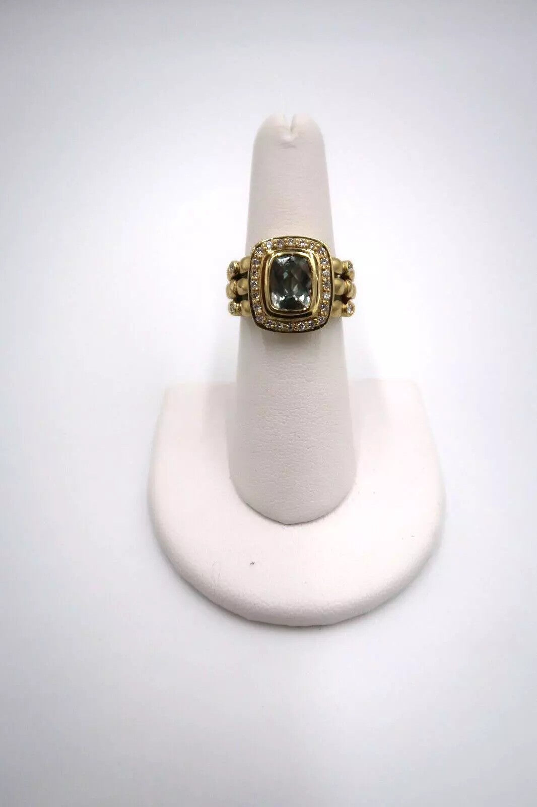 t305 14kt Yellow Gold Aquamarine Diamond Ring 6 1/2(US)