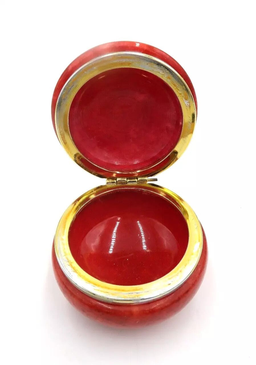 t490 Red Italian Alabaster Hinged Box