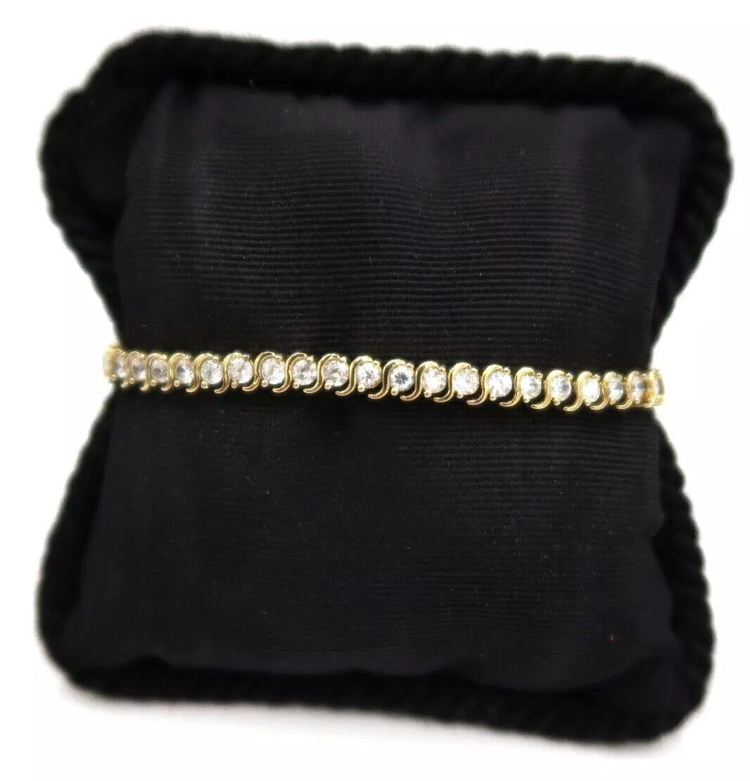t239 Sterling Silver gold tone Cubic Zirconia Bracelet