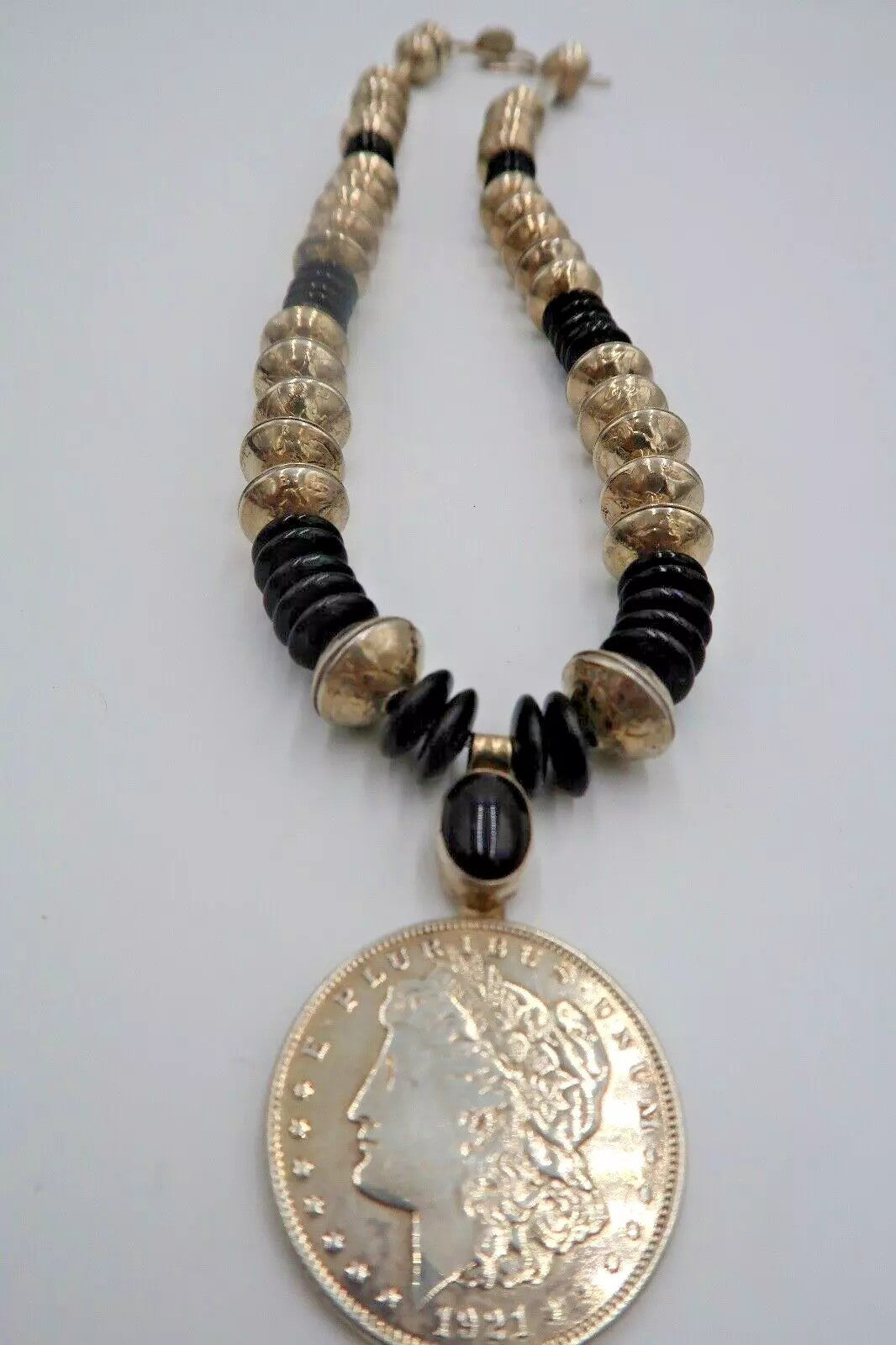 t435 Betty Yellow horse Navajo Sterling Silver Native American Pendant Necklace