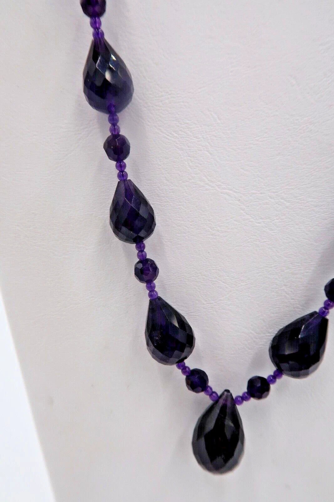 t408 14k Yellow Gold Lock Amethyst Faceted Teardrop Necklace 18"