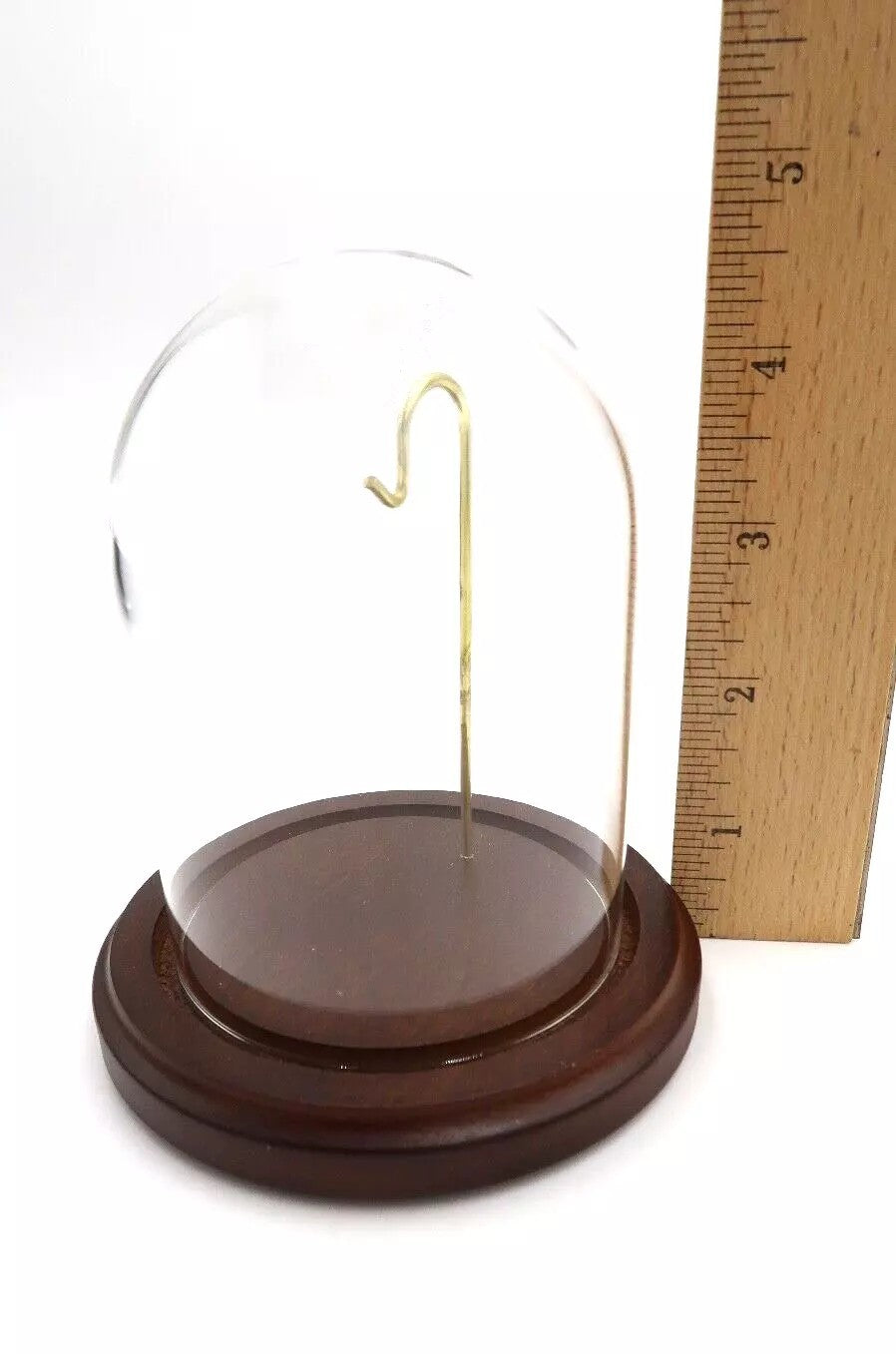 t459 Wood Base, Brass and Glass Pocket Watch Holder
