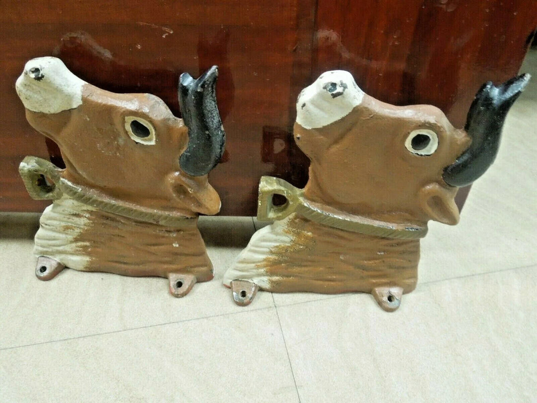 r108 Vintage Cast Iron Bull Door Stop or Wall Hook Heavy